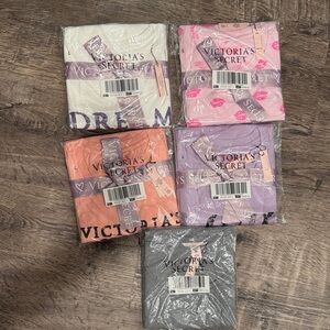 Victoria's Secret Cotton Pajama Shirt in White, Pink, Orange, Purple, and Gray